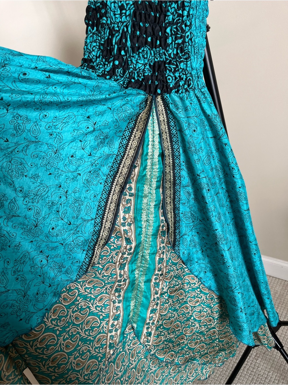 Boho Paisley Silk Dress